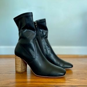 Anthropologie Black Leather High Heel Boots NWT